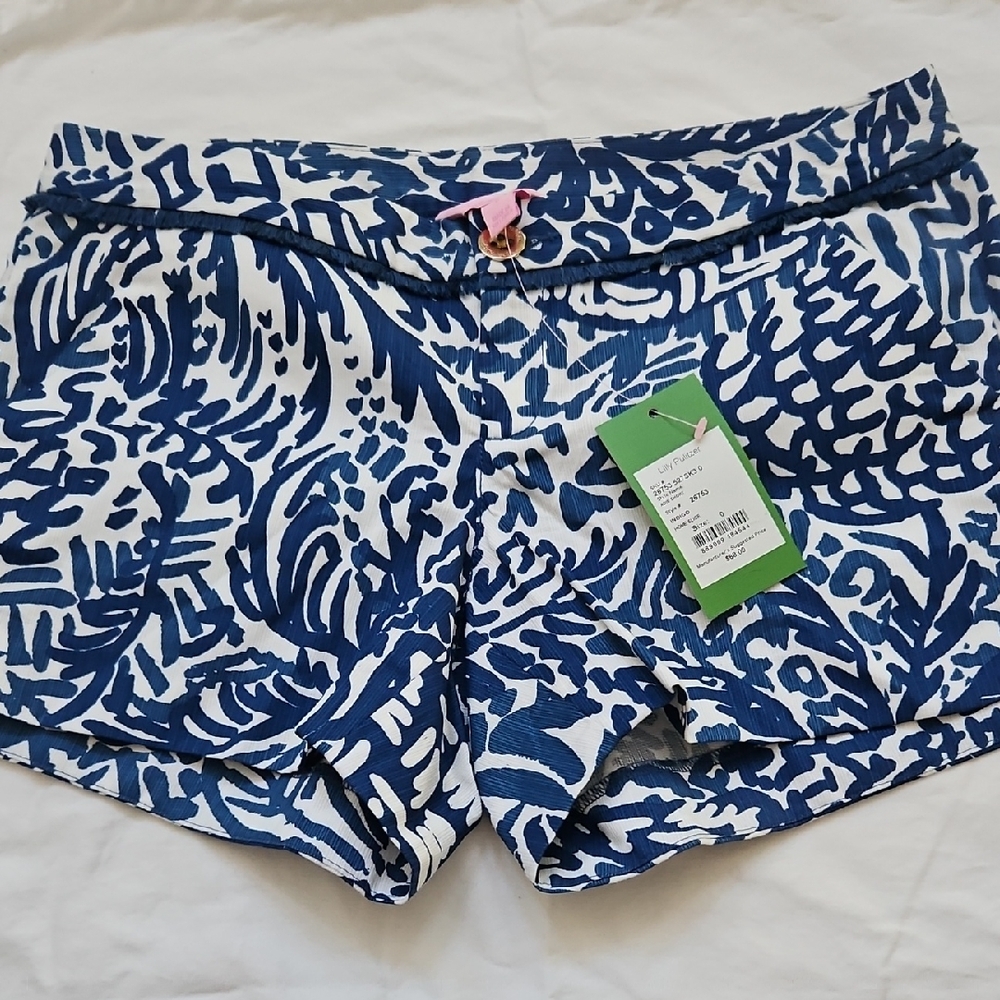 Lilly Pulitzer Navy and White High Waist Shorts